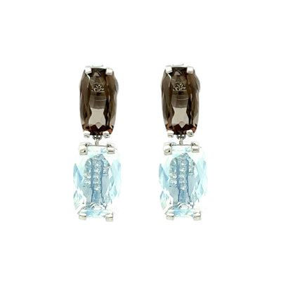 TRANSPARENZA Earrings (0890) - Opal Quartz, Smoky Quartz / SS