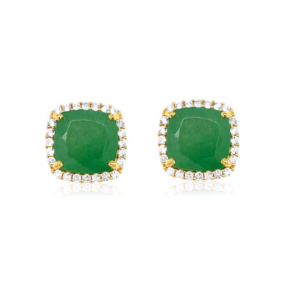 DEUX Earrings (1145) - Green Quartz / YG