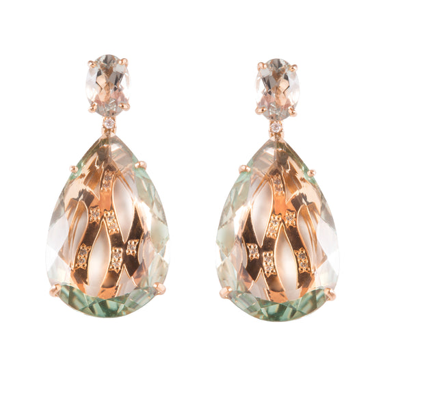 TRANSPARENZA Earrings (0777) -  Prasiolite