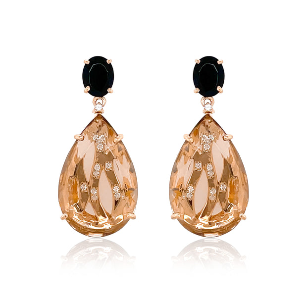 TRANSPARENZA Earrings (0777) - Black Quartz, Smoky Quartz