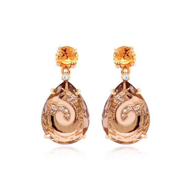 TRANSPARENZA Earrings (0839) - Citrine, Smoky Quartz