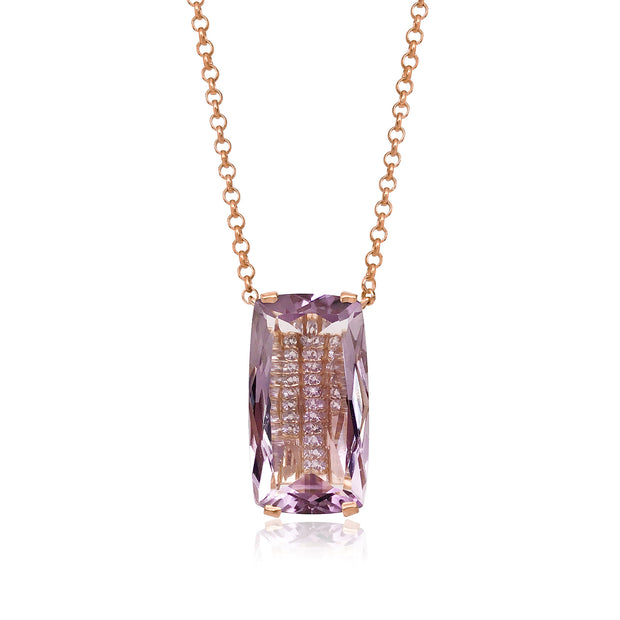 TRANSPARENZA Necklace (0890) - Pink Amethyst