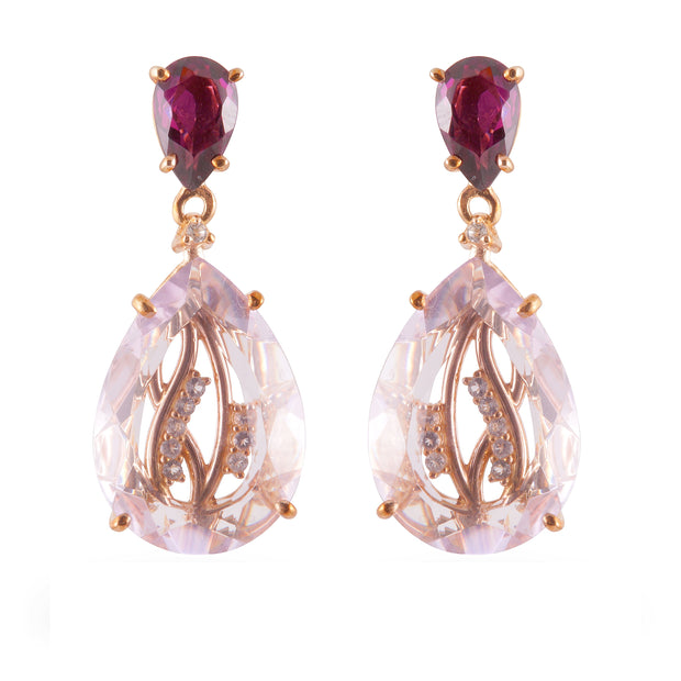 TRANSPARENZA Earrings (1052) - Pink Amethyst, Rhodolite