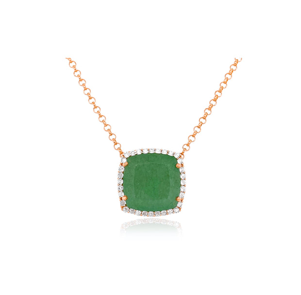 DEUX Necklace (1145) - Green Quartz