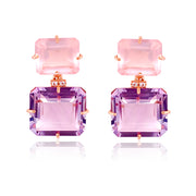 COLUNA Earrings (1156) - Pink Amethyst, Rose Quartz