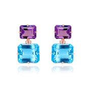 COLUNA Earrings (1156) - Amethyst, Blue Topaz / RG