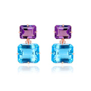 COLUNA Earrings (1156) - Blue Topaz, Amethyst