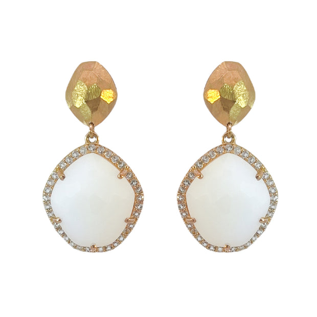 PANORAMA Earrings (1260) - White Opal Quartz /  RG