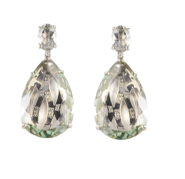 TRANSPARENZA Earrings (0777) -  Prasiolite