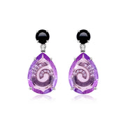 TRANSPARENZA Earrings (0839) - Black Quartz, Amethyst