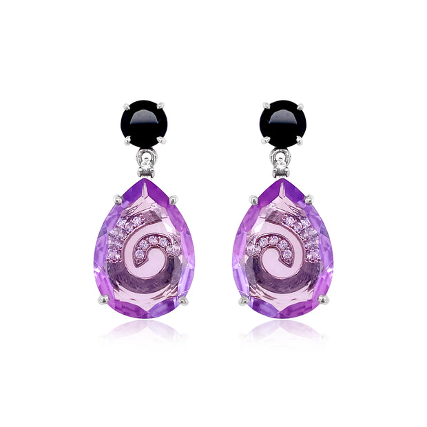 TRANSPARENZA Earrings (0839) - Black Quartz, Amethyst