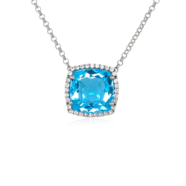 DEUX Necklace (1145) - Blue Topaz
