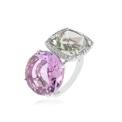 DEUX Ring (1145) - Pink Amethyst, Prasiolite