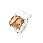 COLUNA Ring (1156) - Smoky Quartz, Opal Quartz