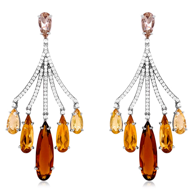 VILLA RICA Earrings (1213) - Champagne CItrine, Light Citrine, Smoky Quartz and Whisky Citrine