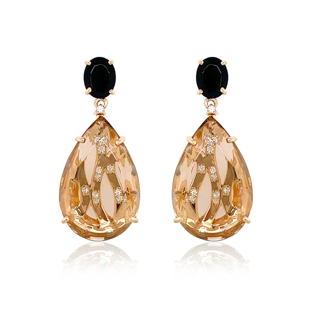 TRANSPARENZA Earrings (0777) - Black Quartz, Smoky Quartz