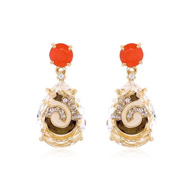 TRANSPARENZA Earrings (0839) - Crystal, Rhodochrosite