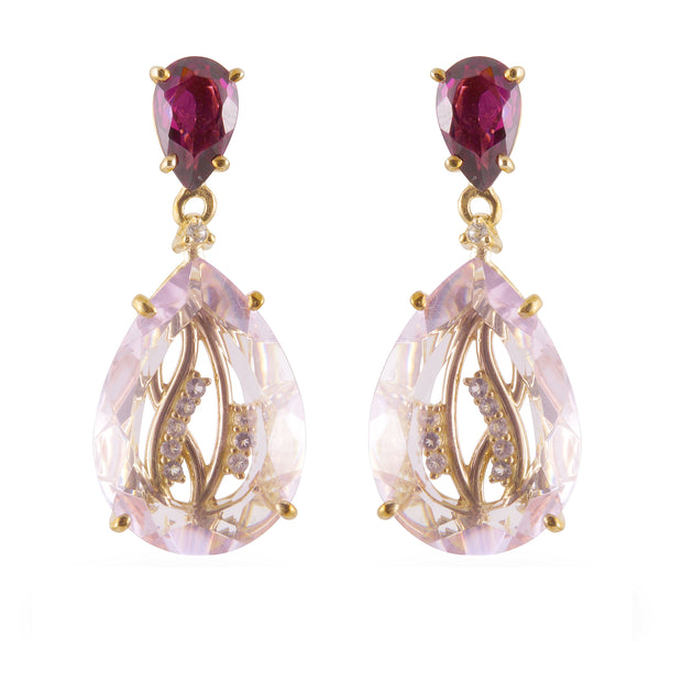 TRANSPARENZA Earrings (1052) - Pink Amethyst, Rhodolite