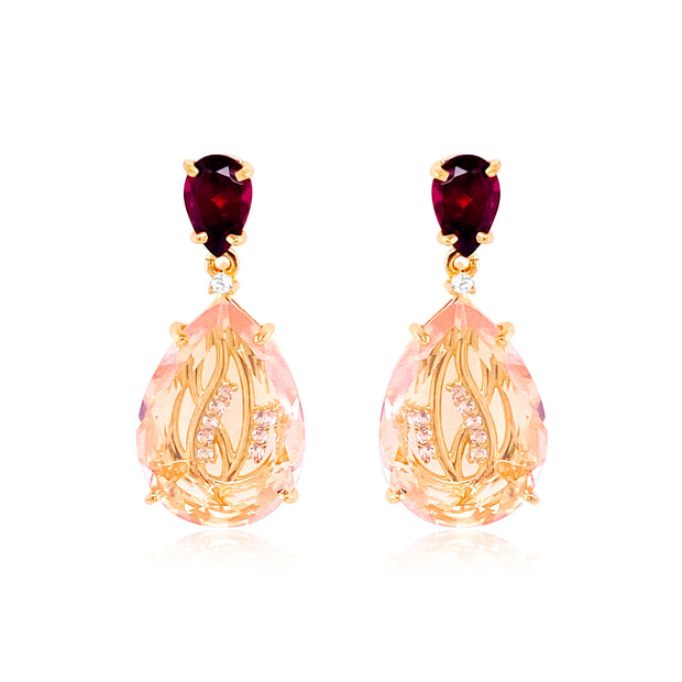 TRANSPARENZA Earrings (1052) - Rhodolite, Rose Quartz