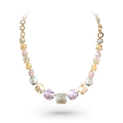 DEUX Necklace (1145) - Pink Amethyst, Light Citrine, Prasiolite