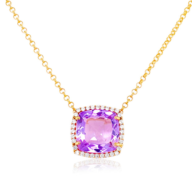 DEUX Necklace (1145) - Pink Amethyst