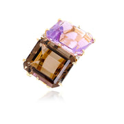 COLUNA Ring (1156) - Smoky Quartz, Pink Amethyst