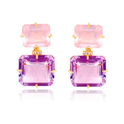 COLUNA Earrings (1156) - Pink Amethyst, Rose Quartz / YG