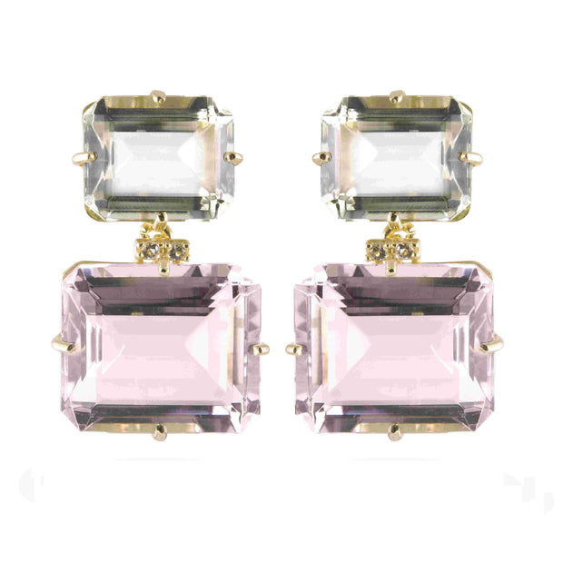 COLUNA Earrings (1156) - Prasiolite, Pink Amethyst