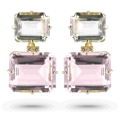 COLUNA Earrings (1156) - Pink Amethyst, Praziolite / YG