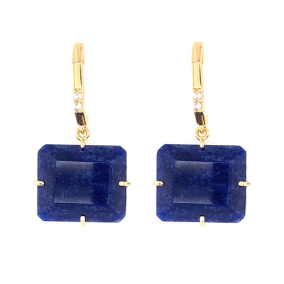 COLUNA Earrings (1156) - Navy Blue Quartz / YG