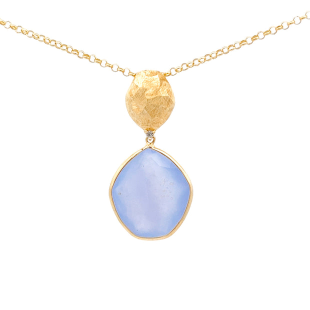 PANORAMA Necklace (1260) - Blue Chalcedony / YG