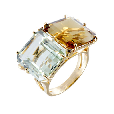 COLUNA Ring (1156) - Champagne Citrine, Prasiolite