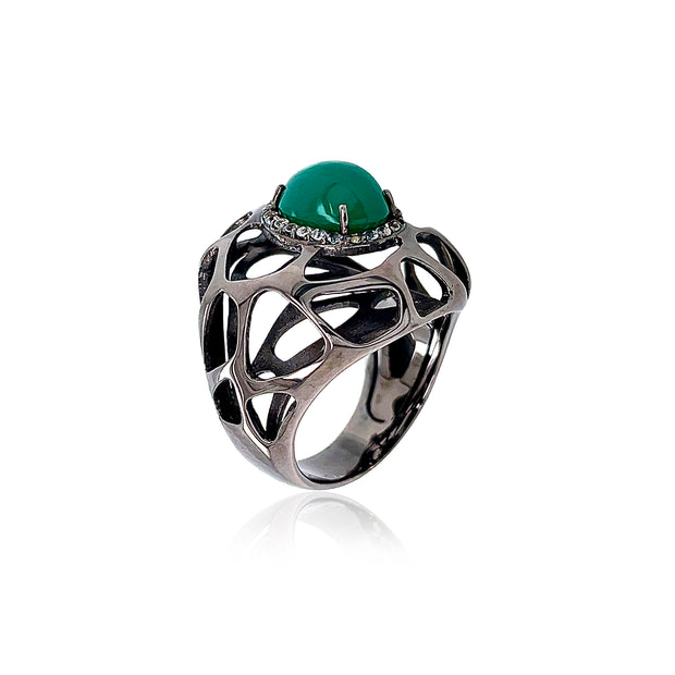 PULSE Ring (1286) - Green Agate / BS