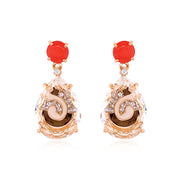 TRANSPARENZA Earrings (0839) - Crystal, Rhodochrosite