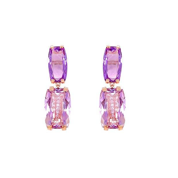 TRANSPARENZA Earrings (0890) - Pink Amethyst, Amethyst / RG