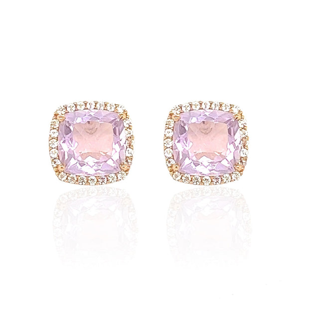 DEUX Earrings (1145) - Pink Amethyst / RG