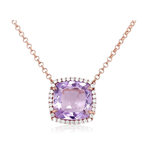 DEUX Necklace (1145) - Pink Amethyst / RG