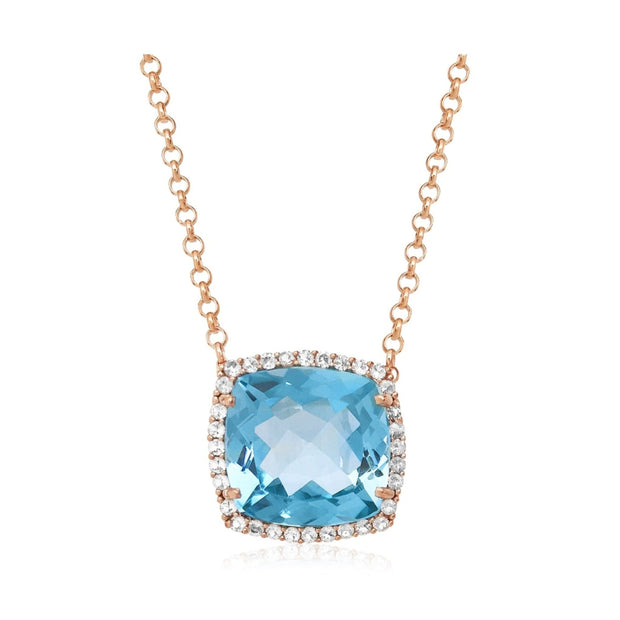 DEUX Necklace (1145) - Blue Topaz / RG