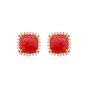 DEUX Earrings (1145) - Rose Chalcedony / RG