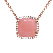 DEUX Necklace (1145) - Rose Chalcedony / RG