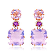 DEUX Earrings (1145) - Lilac Opal Amethyst, Amethyst  / RG