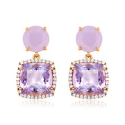 DEUX Earrings (1145) - Pink Amethyst, Lilac Opal Amethyst  / RG