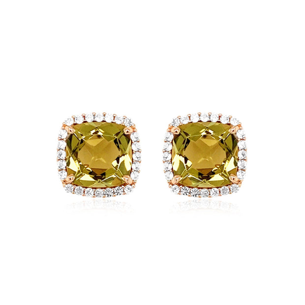 DEUX Earrings (1145) - Olive Quartz / YG