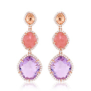 PANORAMA Earrings (1260) -  Pink Amethyst, Rose Chalcedony / RG