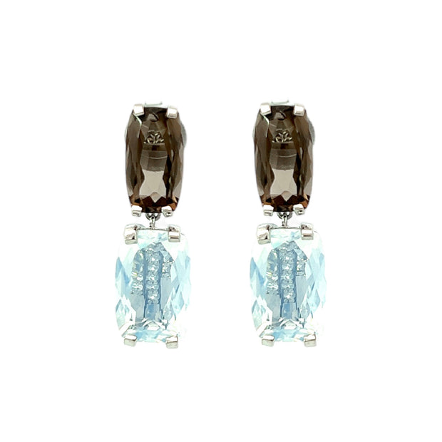 TRANSPARENZA Earrings (0890) - Opal Quartz, Smoky Quartz / SS