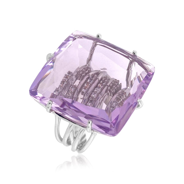 TRANSPARENZA Ring (1052) - Pink Amethyst / SS