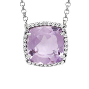 DEUX Necklace (1145) - Pink Amethyst /  SS