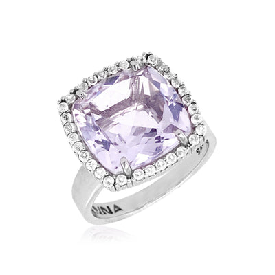 DEUX Ring (1145) - Pink Amethyst /  SS
