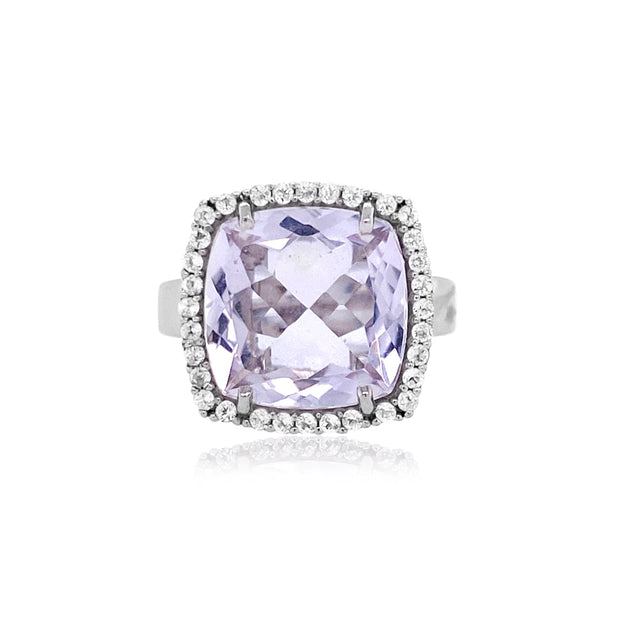 DEUX Ring (1145) - Pink Amethyst /  SS