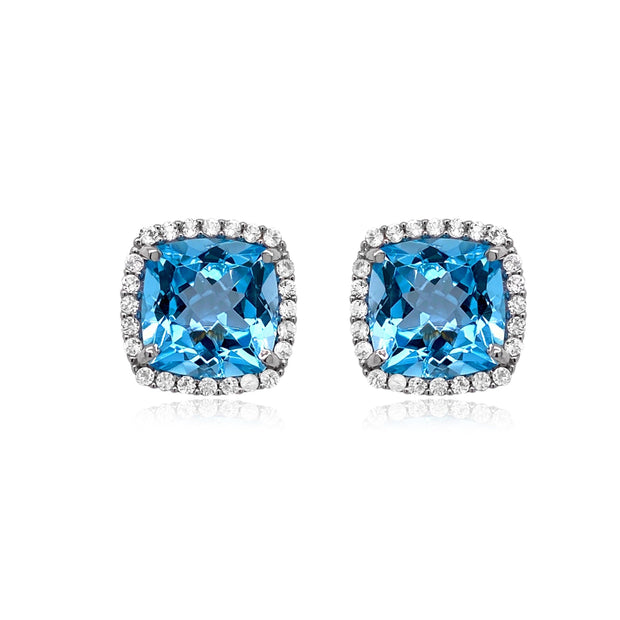 DEUX Earrings (1145) - Blue Topaz /  SS
